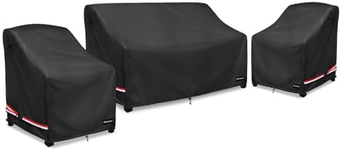 Patio Furniture Covers, 3 Piece Heavy Duty Waterproof Outdoor Furniture Covers by Rileytee