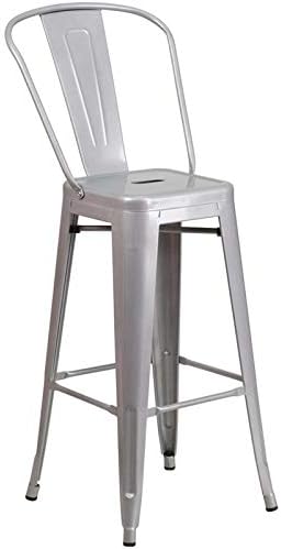 Flash Furniture Commercial Grade 23.75" Square Silver Metal Indoor-Outdoor Bar - Image 5