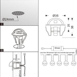 FVTLED Pack of 6 Warm White LED Deck Lights kit Φ1.38 Outdoor Garden Yard - Image 3