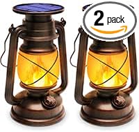 Solar Lantern Outdoor Waterproof, LED Vintage Flickering Flame Solar Lights by KINGLEAD