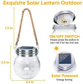 DBF Solar Lanterns Outdoor Waterproof, 4 Pack Hanging Solar Lights Outdoor - Image 5