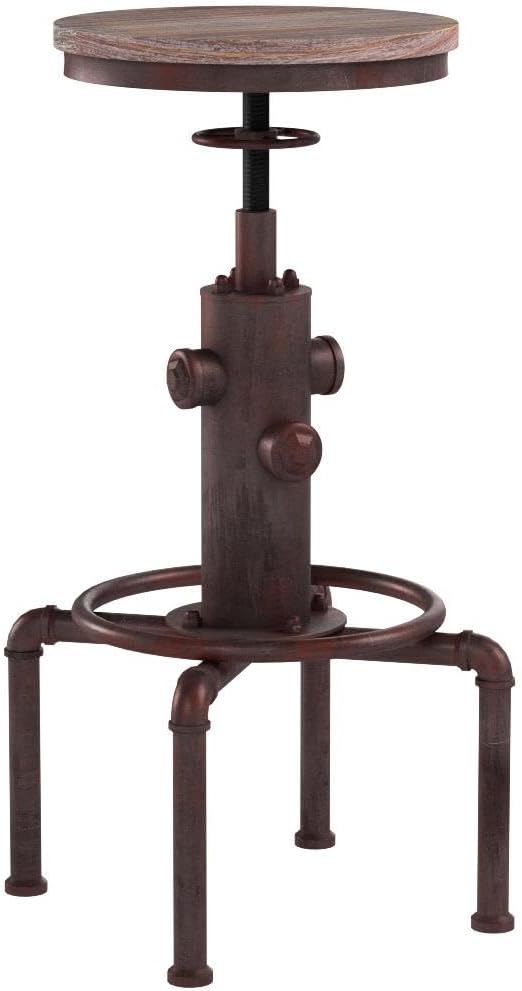 Topower Antique Vintage Industrial Barstool Solid Wood Water Pipe Fire Hydrant - Image 5