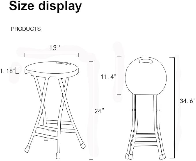 24-Inch Folding Stool with Handle, Folding Bar Stool with Non-Slip Feet - Image 3