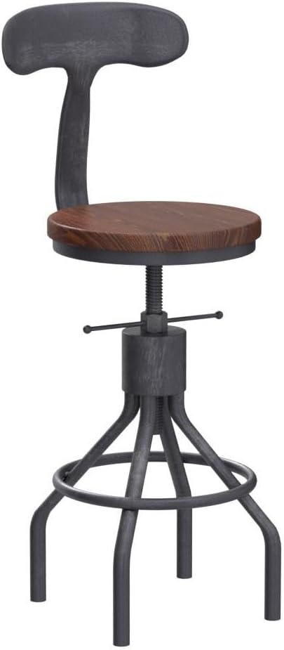 LOKKHAN Set of 2 Industrial Bar Stool-Adjustable Swivel Wood Metal Bar - Image 5