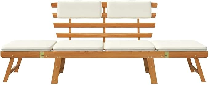 vidaXL Solid Wood Garden Bench Day Sofa Bed w/Cushions Outdoor Patio Garden - Image 7