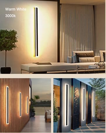 2Pack 71inch Long Outdoor Modern LED Wall Light, 55W Waterproof IP65 Warm White - Image 4