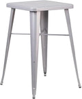 Pemberly Row Contemporary 28" Square Metal Bar Table, Galvanized Steel by PEMBERLYROW