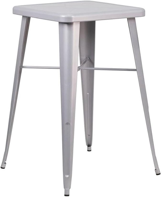 Pemberly Row Contemporary 28" Square Metal Bar Table, Galvanized Steel by PEMBERLYROW