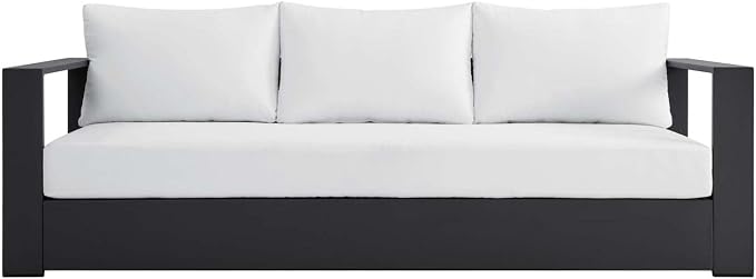 Modway Tahoe Aluminum Outdoor Patio Sofa in Gray White - Image 2