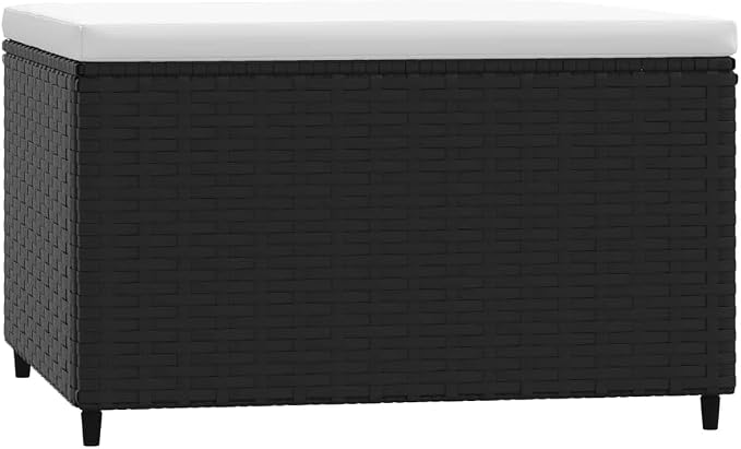 vidaXL Black Poly Rattan Patio Footrest - Image 6