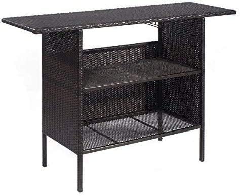 Outdoor Patio Rattan Bar Table, Wicker Bar Counter Table - Image 4