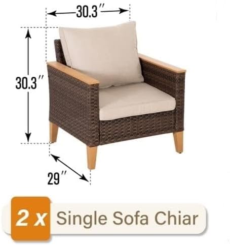 Sophia & William Outdoor Patio Furniture Set High Back Wicker Sofa All-Weather - Image 6