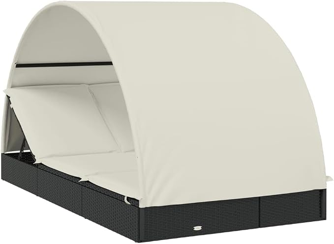 vidaXL - 2-Person Black Poly Rattan Sunbed by vidaXL