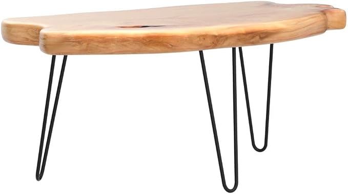 WELLAND Live Edge Cedar Wood Coffee Table Metal Hairpin Legs 32.5" W x 17" D x - Image 5