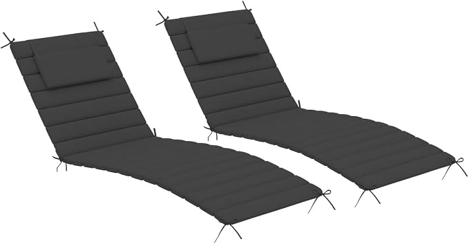 Sundale Outdoor Olefin Quilted Lounge Cushion Set of 2, Patio Foldable Chaise by SundaleOutdoor