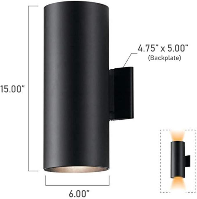 Kichler Cylinders 15" 2-Light Outdoor Cylinder Wall Sconce in Black - Image 2