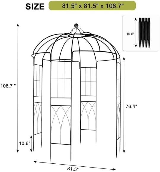 French Style Birdcage Shape Heavy Duty Gazebo, Pergola Pavilion Arch Arbor - Image 4