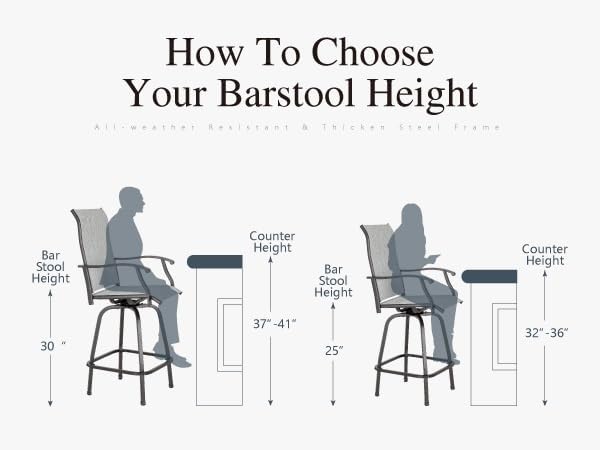 Sophia & William Swivel Bar Stools Set of 2, Bar Height Chairs, Outdoor Bar - Image 7