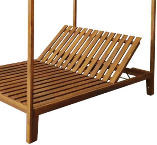 LUMISOL Outdoor Daybed Frame Only, Patio Acacia Wood Canopy Bed - Image 3