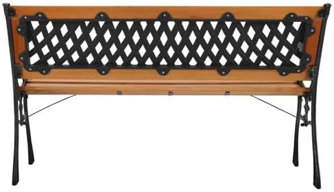 Outvita 49.5in Garden Bench, Deck Hardwood Seat and Metal Armrest Park Bench - Image 5