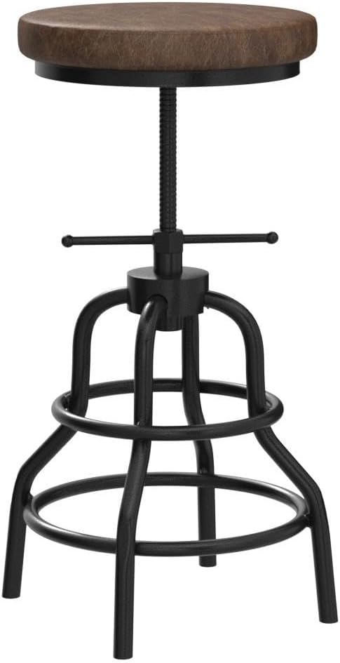 LOKKHAN Industrial Bar Stools-Swivel Leather Metal Bar Stool-20-27 Inch Tall - Image 6