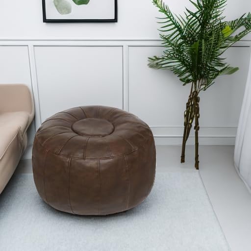Thgonwid Unstuffed Moroccan Storage Pouf Foot Stool Ottoman Seat Handmade Faux - Image 2