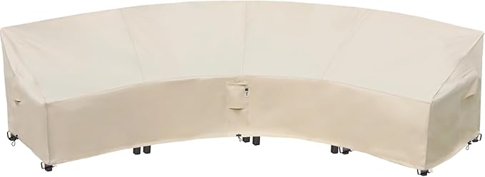 Curved Patio Furniture Cover for Outdoor Sectional Sofa, Half Moon Lawn Outside by Flexiyard