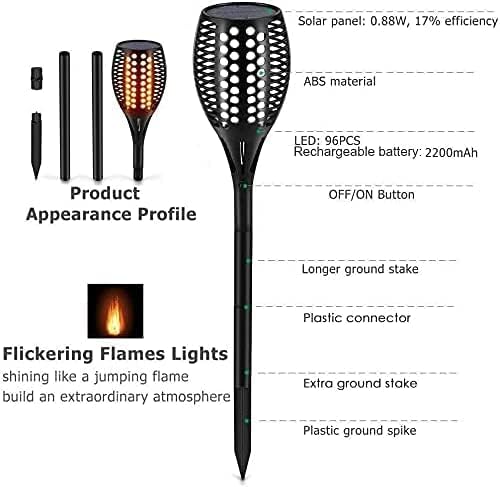 Aityvert Upgraded Large Solar Torch Lights, Flickering Flames Garden Lights - Image 3