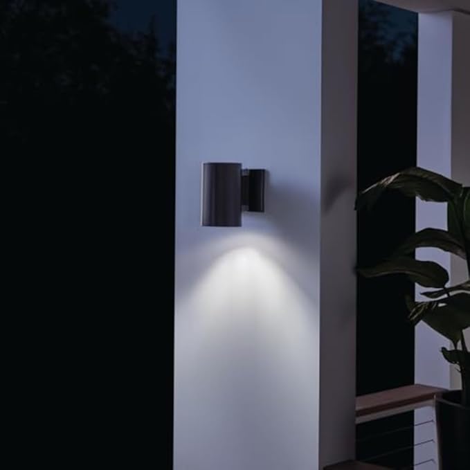 Kichler Cylinders 7" Outdoor Wall Sconce in a Black, 1-Light Exterior Wall Light - Image 6
