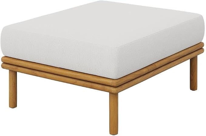 Modway Wren Teak Wood Outdoor Ottoman in Natural Sail by Modway
