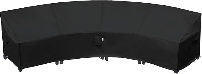 Curved Patio Furniture Cover for Outdoor Sectional Sofa, Lawn Outside Garden by Flexiyard