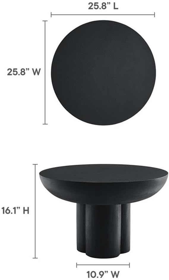 Modway EEI-6760-BLK Caspian Round Concrete Coffee Table - Image 3