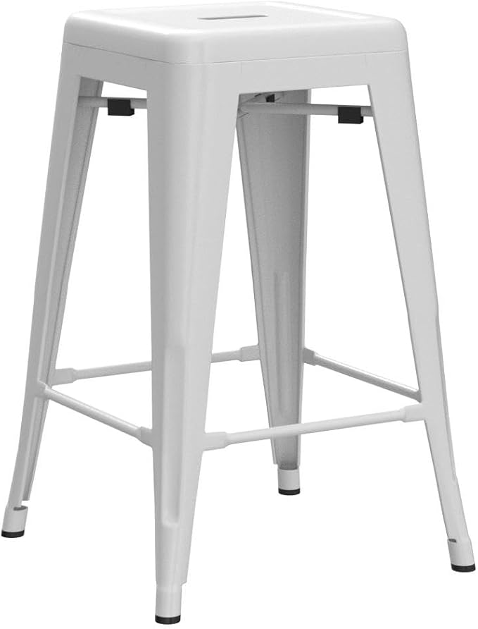 FDW Metal Bar Stools Set of 4 Counter Height Bar Stools 24 Inches Industrial - Image 5