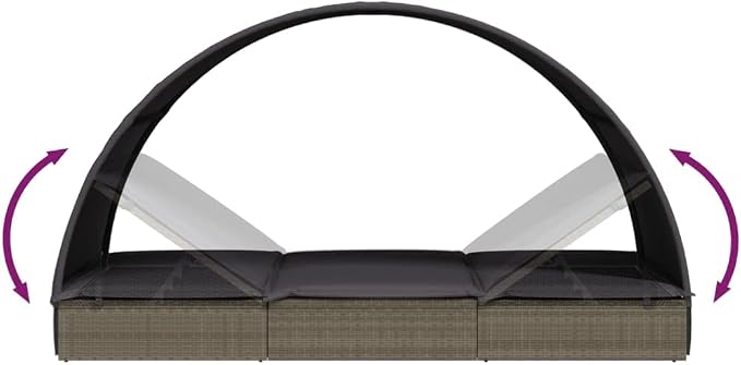 vidaXL 2-Person Sunbed with Roof - Image 6