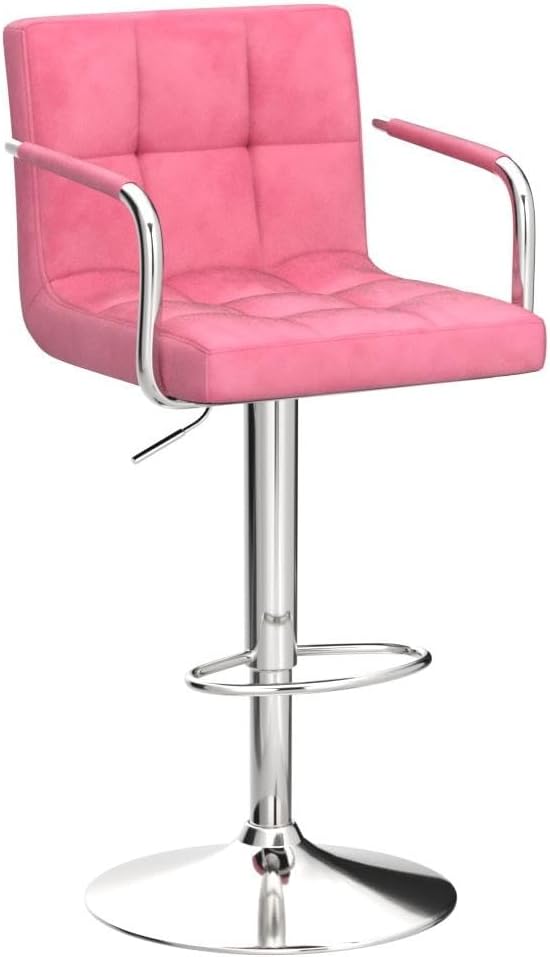 Yaheetech Bar Stools Set of 2, Adjustable Velvet Fabric Swivel Barstools - Image 4