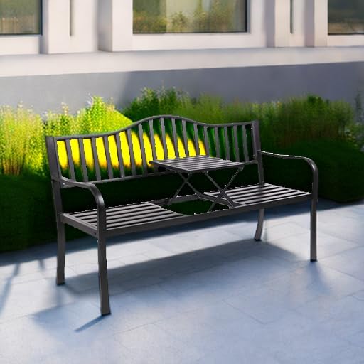 VINGLI 59" Outdoor Metal Bench Patio Bench - Image 5