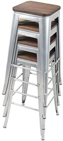 Andeworld Bar Stools Set of 4 Stackable Metal Bar Stools Industrial Counter - Image 6