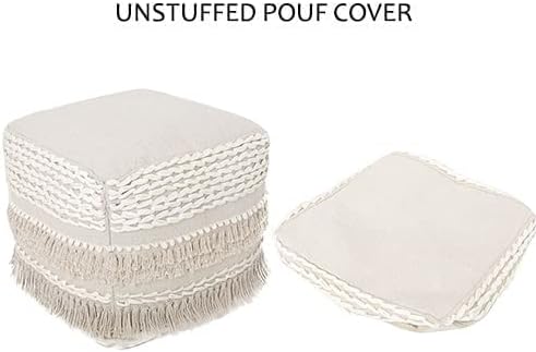 REDEARTH · UNSTUFFED Pouf Ottoman Cover Boho Textured Storage Cube Poof - Image 9