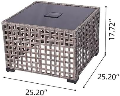 HOOOWOOO Patio Solar LED Lighting Table, Outdoor Wicker Coffee Table, All - Image 3