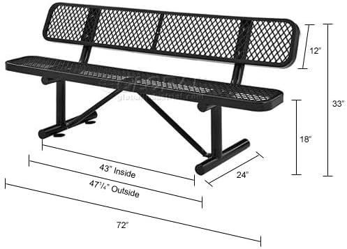 Global Industrial 6'L Heavy Duty Expanded Metal Mesh Bench - Image 2