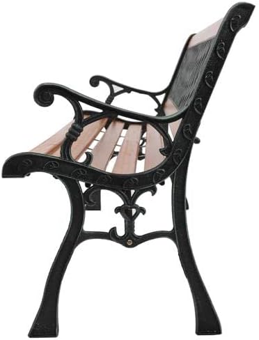 Outvita 49.5in Garden Bench, Deck Hardwood Seat and Metal Armrest Park Bench - Image 6