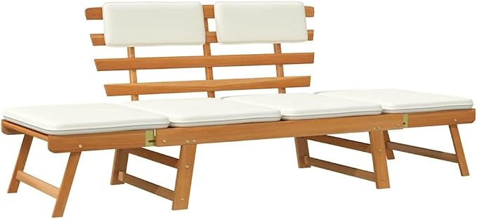 vidaXL Solid Wood Garden Bench Day Sofa Bed w/Cushions Outdoor Patio Garden by vidaXL