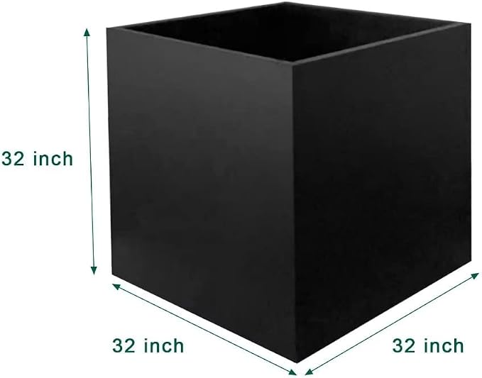 Galvanized Steel Planter Box Black Metal Planter Large Square 32Inch Indoor - Image 3