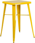 Pemberly Row 28 in Square Metal Bar Table, Indoor-Outdoor Galvanized Steel Cafe by PEMBERLYROW