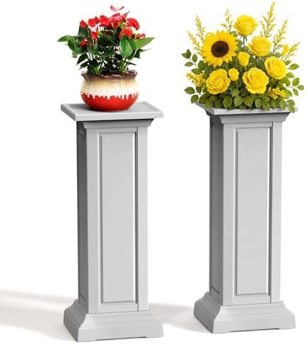 36in Tall Resin Planter Set of 2, Large Outdoor Planter by OutdoorLivingPerfected