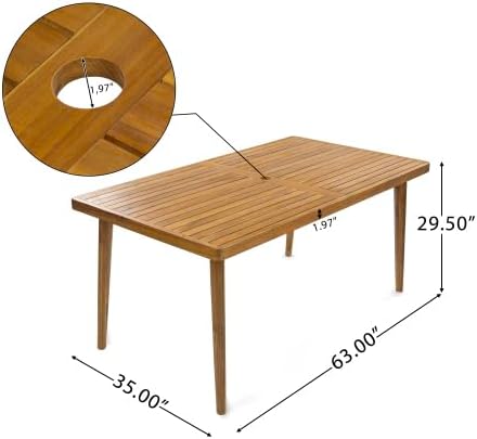 Christopher Knight Home Meja Acacia Wood Outdoor Dining Set - Image 19
