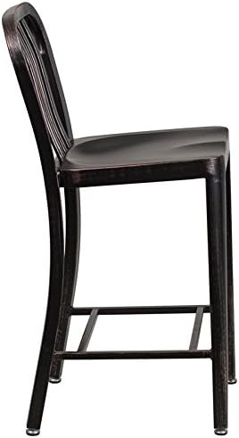 Flash Furniture Gael Commercial Grade 2 Pack 24" High Black-Antique Gold Metal - Image 5
