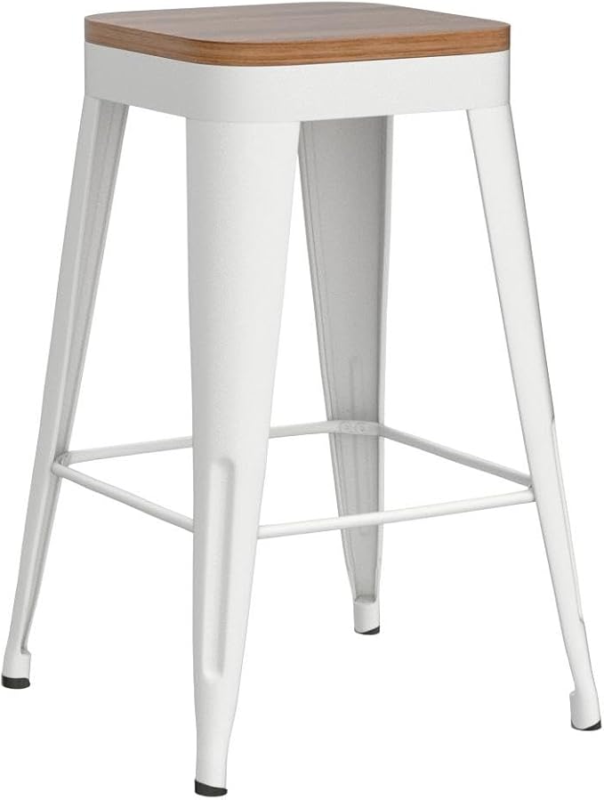 Bar Stools Set of 4 Metal Bar Stool Counter Height Bar Stools Black, Modern 24" - Image 4