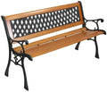 Outvita 49.5in Garden Bench, Deck Hardwood Seat and Metal Armrest Park Bench by Outvita