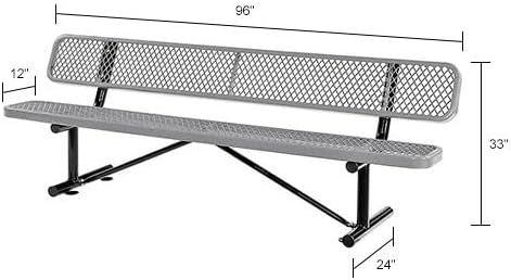 Global Industrial 96" L Expanded Metal Mesh Bench w/Back Rest - Image 2